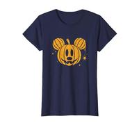 Disney Mickey Mouse Halloween Jack-o’-Lantern Distressed T-Shirt, Women, Navy Blue, X-Small