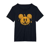 Disney Mickey Mouse Halloween Jack-o’-Lantern Distressed T-Shirt, Women's Plus, Black, 3X