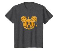 Disney Mickey Mouse Halloween Jack-o’-Lantern Distressed T-Shirt, Youth, Dark Heather Grey, Large