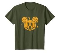 Disney Mickey Mouse Halloween Jack-o’-Lantern Distressed T-Shirt, Youth, Olive Green, 2T