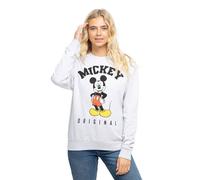 Disney Women's Mickey Mouse Hello Crew Sweatshirt in Light Grey | Size: Small Disney Light Grey S