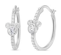 Disney Jewelry for Women Mickey or Minnie Mouse Sterling Silver Cubic Zirconia Hoop Earrings