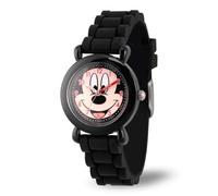 Disney Mickey Mouse Kids' Plastic Time Teacher Analog Quartz Silicone Strap Watch, Black, Classic