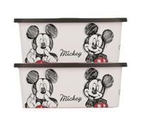 Disney Mickey Mouse Kids Storage Boxes 13L - BPA-Free Plastic, Lightweight & Stackable with Click Lock Lid - Toy Storage Box for Boys and Girls - Keeps Kids Rooms Tidy, 39 x 29 x 15cm (Pack of 2)