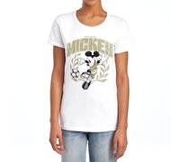 Disney Mickey Mouse Laurel Football Womens T Shirt, White, S