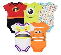 Disney Mickey Mouse Lion King Winnie the Pooh Pixar Toy Story Finding Nemo Baby 5 Pack Bodysuits Newborn to Infant