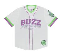 Disney Mickey Mouse Men's Baseball Jersey - Mens Classic Mickey Mouse, Donald Duck and Buzz Lightyear Baseball Jersey Shirt, White Buzz, Large
