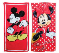 Disney Mickey Mouse & Minnie Mouse Beach Towels Printed Velour - 2 Pack Set