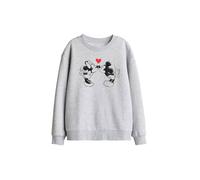 Disney Mickey Mouse & Minnie Sketch Kiss Valentine'S Day Kids Sweat in Light Grey | Size: 9-11 Years Disney Light Grey 9-11 Years
