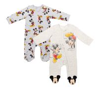 Disney Mickey Mouse Newborn Baby Boys 2 Pack Zip Up Sleep N' Plays Mickey Mouse/Grey 6-9 Months