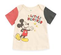 Disney Mickey Mouse Newborn Baby Boys Matching Family T-Shirt Off White Little Brother 3-6 Months