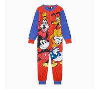 Disney Mickey Mouse Official Boys Onesie, Sleepsuit, All in One Pyjamas Featuring Mickey Mouse, Donald Duck, Goofy and Pluto, Red/Blue, Age 3-4 Years