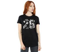 Disney Mickey Mouse Pattern 28 Cotton Boyfriend T-Shirt In Black Black