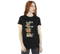 (S, Black) Disney Womens/Ladies Mickey Mouse Presents All For Me Cotton Boyfriend T-Shirt