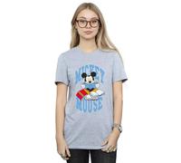 Disney Mickey Mouse Reading Books Boyfriend T-Shirt In Grey Grey