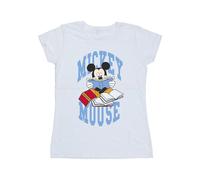 Disney Mickey Mouse Reading Books Cotton T-Shirt In White White XXL