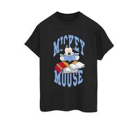 Mickey Mouse Reading Cotton Boyfriend T-Shirt Disney Black S