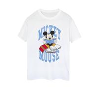 Mickey Mouse Reading Cotton Boyfriend T-Shirt Disney White XXXL