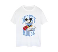 Disney Mickey Mouse Reading Cotton Boyfriend T-Shirt In White White 5XL