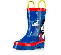 Disney Mickey Mouse Rubber Rain Boots with Attached Handles for Toddlers and Little Kids, Blue Mickey Mouse, 8 UK Child