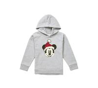 Disney Mickey Mouse Santa Face Youth Kids Pull-Over Hoodie, Athletic Heather in Grey | Size: 12-13 Years Disney Grey 12-13 Years