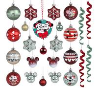 Disney Mickey Mouse SET of baubles, UNBREAKABLE Christmas tree baubles, plastic decorations, SET 25 pieces (C)