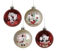 Disney Mickey Mouse SET of Christmas tree baubles, UNBREAKABLE, PLASTIC Christmas tree decorations 7 cm, SET 4 pieces (B)
