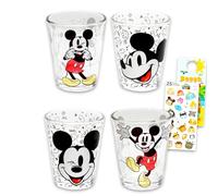 Disney Mickey Mouse Shot Glasses 4 Pack - Bundle with 1.5 Oz Mini Glasses Featuring Mickey Mouse Plus Stickers, More Mini Cups Set