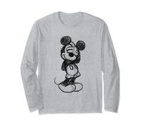 Disney Mickey Mouse Shy Sketch in Black Long Sleeve T-Shirt