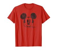 Disney Mickey Mouse Simple Mickey Face T-Shirt, Men, Red, Medium