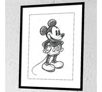 Disney Mickey Mouse Sketch Framed Print Black