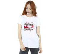 Disney Mickey Mouse Sleigh Cotton Boyfriend T-Shirt In White White