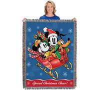 Disney Mickey Mouse, Sleigh Ride Woven Tapestry Throw Blanket, 48" x 60", Multi Color