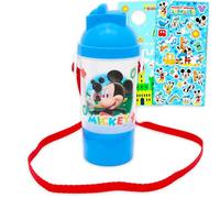 Disney Mickey Mouse Snack and Sip Water Bottle Set - Bundle with 13.5 oz Mickey Water Bottle with Snack Cup Plus Stickers, More Drinking Canteen