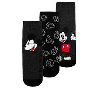 Disney Mickey Mouse Socks for Men - Trainers Men's Stockings Grey/Black (Pack of 3), grey/black, 43-45