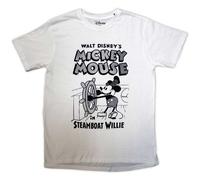Mickey Mouse I'm Steamboat Willie in Noir T-Shirt (US, Alpha, X-Large, Regular, Regular, White)