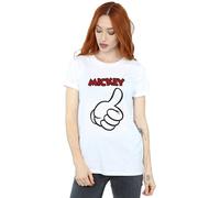 Disney Mickey Mouse Thumbs Up Cotton Boyfriend T-Shirt In White White XXXL