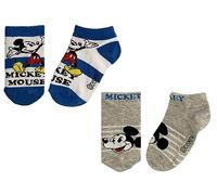 Disney Mickey Mouse Trainer Socks Boys Girls Kids - Pack of 2 (9-12, Blue/Grey)