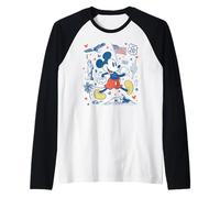 Disney Mickey Mouse USA Americana Collage 4th of July 250th Raglan Baseball Tee