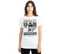 Disney Mickey Mouse USA Soccer Ladies T Shirt, White, Large