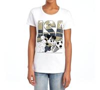 Disney Mickey Mouse USA Soccer Womens T Shirt, White, L