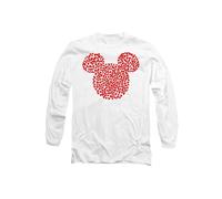 Disney Mickey Mouse Valentine's Day Heart Ears Silhouette Long Sleeve T-Shirt, White White