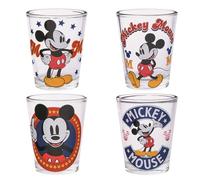 Disney Mickey Mouse Vintage Logos 4 Piece Mini Glass Set