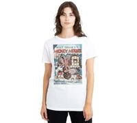 Disney Mickey Mouse Vintage Poster Christmas Good Deed Ladies T Shirt, White, X-Large