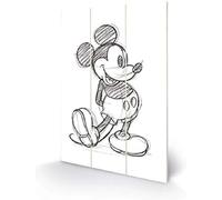 Mickey Mouse Wall Art Wood Print (Vintage Sketch Design) 20cm x 29.5cm - Official Merchandise