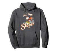 Disney Mickey Mouse Winter Sports Skiing Ski Hit the Slopes Pullover Hoodie, Adult Unisex, Dark Heather Grey, Large