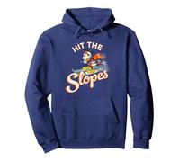 Disney Mickey Mouse Winter Sports Skiing Ski Hit the Slopes Pullover Hoodie, Adult Unisex, Navy Blue, Medium