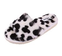 Disney Mickey Mouse Women Fur Black Beige Slippers Sliders