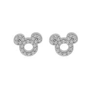 Disney Mickey Mouse Women Jewelry, Sterling Silver Clear Cubic Zirconia and Silver Stud Earrings