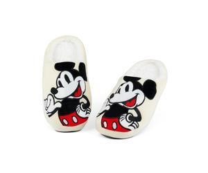 Disney Mickey Mouse Womens Beige Smiling Mule Slippers - 3-4 UK